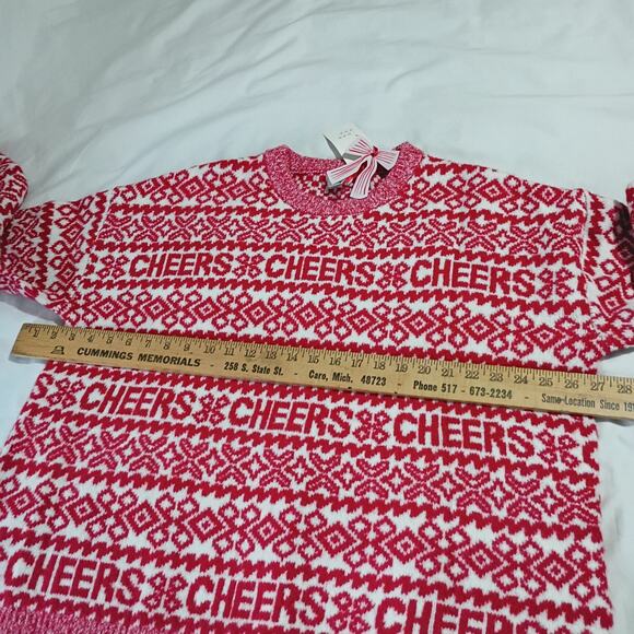 NWT A New Day Women's XXL CHEERS Snowflake Tunic Sweater Crew Neck Red/White - Picture 8 of 9